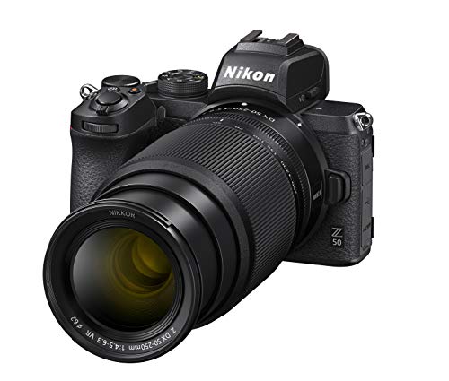 Nikon Z50 + Z DX 16-50VR+50-250VR Fotocamera Mirrorless, CMOS DX da 20.9 Mp, Sistema Hybrid-AF, Mirino Elettronico (EVF), LCD 3.2' Touch, Video 4K, Nero