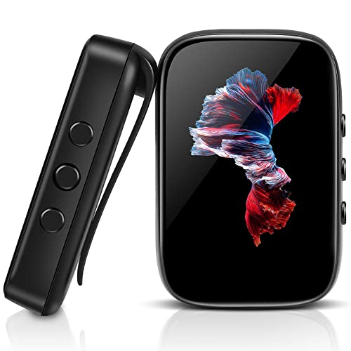 Lettore Mp3 da 32 GB con Bluetooth Sports Clip-on Music Player per Running Walking Support Full-Touch Screen Radio FM Line-in Registrazione vocale Scheda TF Fino a 128 GB-Nero