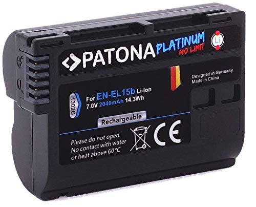 Patona 1302 Platinum Battery Nikon EN-EL15B D7000 D7100 D600 D610 D800 D800E D810 D850 Z7 V1