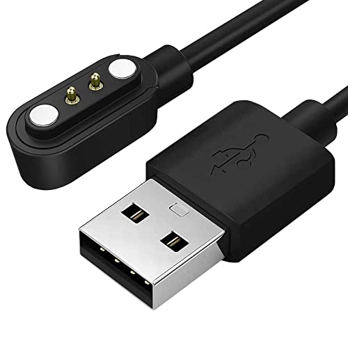 OcioDual Cavo USB di Ricarica 2 Pin Compatibile con Smartwatch Xiaomi Haylou LS01/LS02 Nero Cable Carica Portatile Magnetico