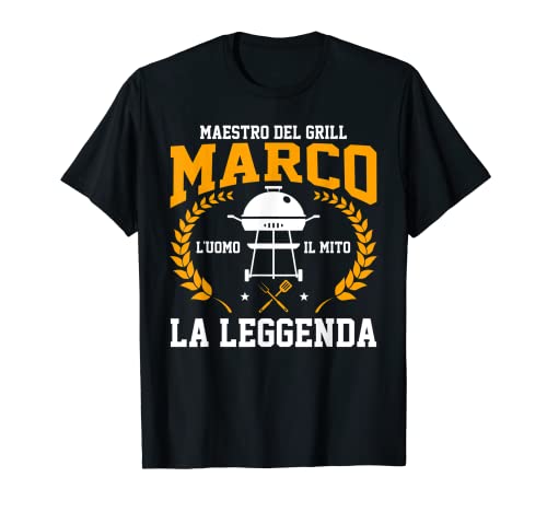 Uomo Barbecue Regali BBQ Maestro Griglia Marco Mito Leggenda Maglietta