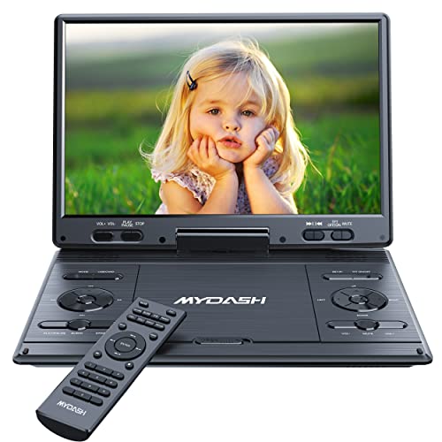 14.1' - Lettore DVD portatile per auto con grande schermo HD girevole da 12,5', design esclusivo dei pulsanti, slot per schede SD e porta USB, funzione di sincronizzazione del proiettore TV
