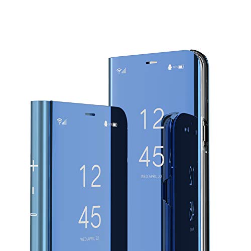 IMEIKONST Samsung S9 Custodia Bookstyle Specchio Design Clear View Makeup Stand Full Body Protettiva Bumper Flip Folio Copertura per Samsung Galaxy S9 Flip Mirror: Blue QH