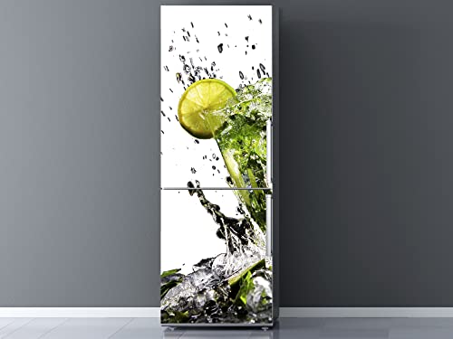 Adesivi in vinile per frigorifero, fette di limone in coppa adesiva, resistente e di facile applicazione, adesivo decorativo dal design elegante 185x60cm