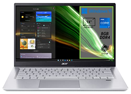 Acer Swift 3 SF314-511-714H PC Portatile, Notebook, Intel Core i7-1165G7, RAM 8 GB DDR4, 512 GB PCIe NVMe SSD, Display 14' FHD IPS LED LCD, Scheda Grafica Intel Iris Xe, Windows 11 Home, Silver