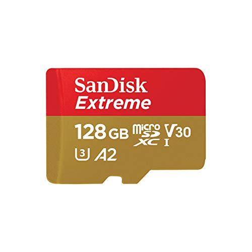 SanDisk Extreme Scheda di Memoria microSDXC da 128 GB e adattatore SD con App Performance A2 e Rescue Pro Deluxe, fino a 160 / 90 MB/sec, Classe 10, UHH-I, U3, V30