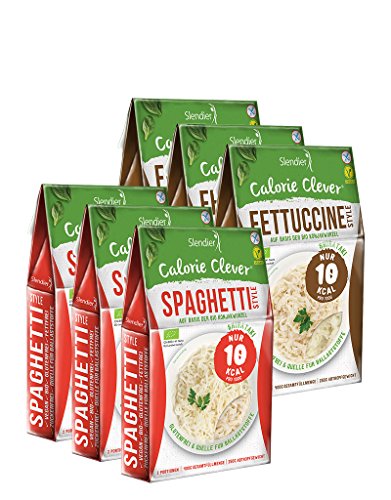 Slendier Confezione di prova Shirataki Bio Konjak Italia: 3 x Spaghetti 250 g, 3 x Fettuccine 250 g - Biologico