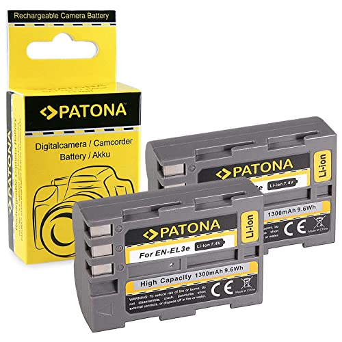 PATONA 2x Batteria EN-EL3e Compatibile con Nikon D900, D700, D300, D200, D100