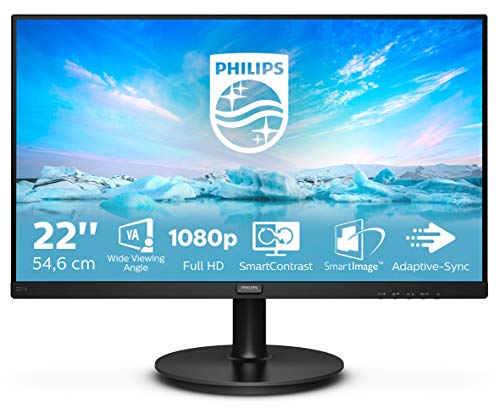 Philips 221V8 Gaming Monitor 22' Adaptive sync 75 Hz, VA, Full HD, 4ms, HDMI, VGA, Attacco VESA, Nero