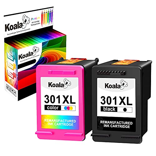 Koala 301XL Rigenerato Cartucce d'inchiostro Sostituzione per HP 301 XL Multipack, ad Alta Capacità, con Chip, Inchiostro Del Display (Nero e Colore, Confezione da 2)