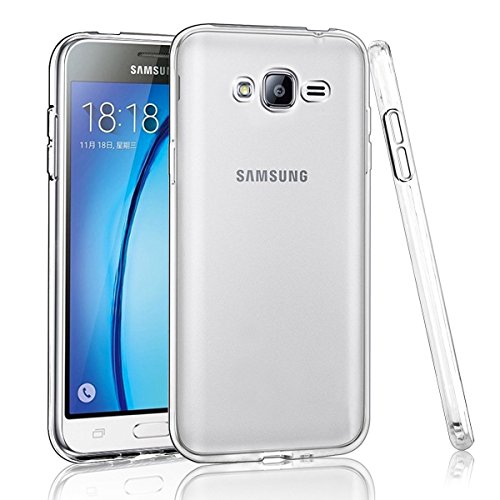 NEW'C Cover Compatibile con Samsung Galaxy J3 2016, Custodia Gel Trasparente Morbida Silicone Sottile TPU [Ultra Leggera e Chiaro]