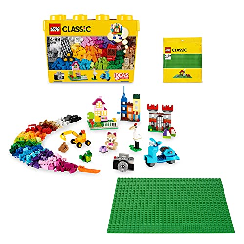 LEGO Classic Scatola Mattoncini Creativi Grande più Base Verde, Box di Immagazzinamento, Costruzioni per Bambini di 4+ Anni