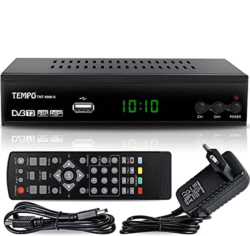Tempo tmp4000 - Decoder Digitale Terrestre DVB T2 / HD / HDMI / Ricevitore TV / PVR / H.265 HEVC / USB / DVB-T2, Nero