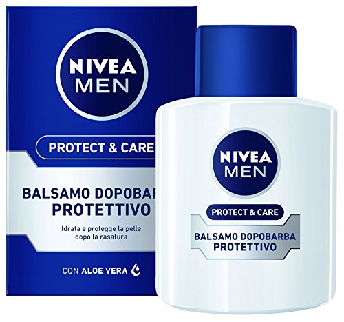 NIVEA MEN Protect & Care Balsamo Dopobarba Protettivo in confezione da 2x100 ml, After shave uomo con Aloe Vera, Vitamina E e Pro-vitamina B5, Balsamo barba idratante