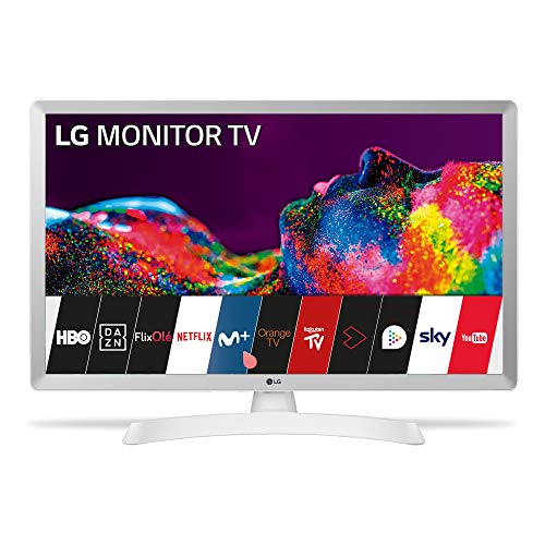 LG - 24TN510S- WZ - Monitor Smart TV da 60 cm (24') con schermo LED HD (1366 x 768, 16:9, DVB-T2/C/S2, WiFi, Miracast, 10 W, 2 x HDMI 1.4, 1 x USB 2.0, ottica, LAN RJ45, VESA 75 x 75), colore bianco