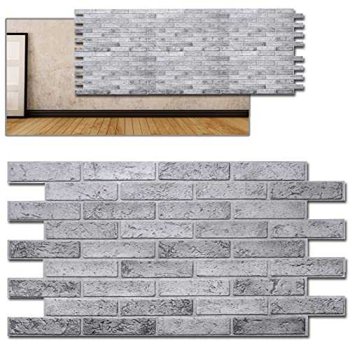 Pannelli da parete in PVC 3D decorativi piastrelle rivestimento - grigio mattone (10 pezzi)