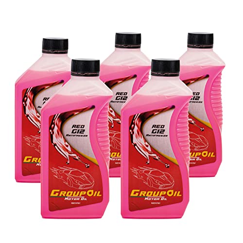 Antigelo GROUPOIL 5X1L RED G12 liquido antigelo- Antigelo rosso, liquido refrigerante auto-100% made in italy