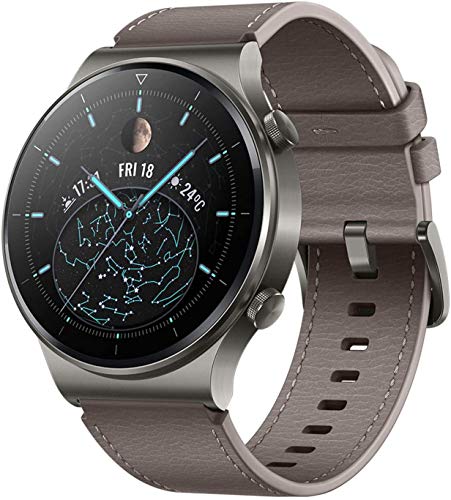 Huawei Watch GT 2 Pro - Classic - Nebula Grey - orologio intelligente con cinturino - pelle - Grigio Marrone - misura polso: 140-210 mm - display 3,5 cm (1,39 ')