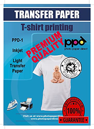 PPD A4 10 Fogli Di Carta Trasferibile Termoadesiva Per Stampanti Ad Inchiostro Inkjet - T-Shirt E Tessuti Di Colore Chiaro - PPD-1-10