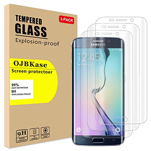 OJBKase [3 Pezzi Vetro Temperato per Samsung Galaxy S6 Edge, Anti-Graffio, Senza Bolle Trasparenza, 9H Durezza Ultra-Clear Pellicola Protettiva in Vetro Temperato, 2.5D Touch Compatible