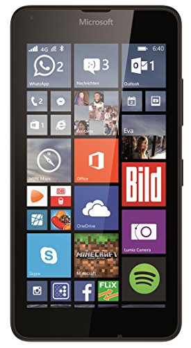 Microsoft Lumia 640 LTE (4G & 3G) Smartphone, Display HD-IPS 5 Pollici, Processore Quad-Core 1,2 GHz, Fotocamera 8 MP, Batteria 2500 mAh, Windows Phone 8.1, Nero [Germania]