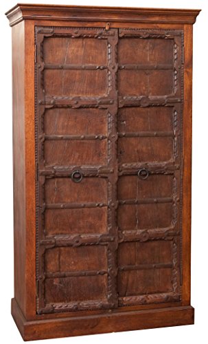 Biscottini Armadio in legno massello tiglio 192x110x53 cm | Armadio rustico legno 2 ante | Armadio shabby chic | Armadio camera da letto