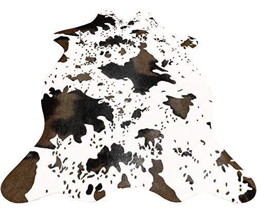 Imqoq, Tappeto con stampa in stile pelle di mucca, in finta pelle di vacchetta, per soggiorno, camera da letto, antiscivolo, 110 x 75 cm