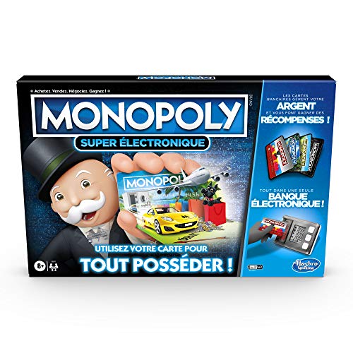 Hasbro Monopoly Super Electronic Banking - Banca elettronica, Gioco senza banconote, Tecnologia senza contatto, 8 anni+, Edizione Francese