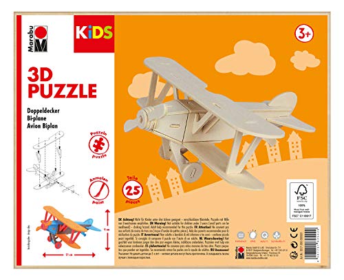 Marabu KiDS-Puzzle in legno 3D a doppio piano, 25 pezzi, circa 21 x 9 cm, Colore copertura, 0317000000001