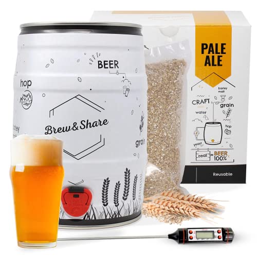 BNKR BEER Brew & Share | Kit per Fare Birra Pale Ale | La Tua Birra in 2 Settimane. Preparazione con Malto. Fermentazione in barile. Materiali riutilizzabili.