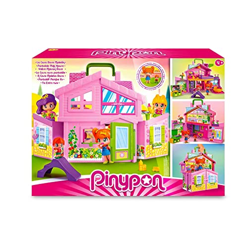 Pinypon - Valigetta Casa Rosa, pieghevole, con tante stanze diverse e accessori, per bambine e bambini dai 4 anni, Famosa (700017012)