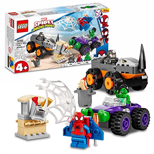 LEGO Marvel Spidey e i Suoi Fantastici Amici Resa dei Conti tra Hulk e Rhino, Monster Truck, Macchine Giocattolo, Giochi per Bambini dai 4 Anni, 10782