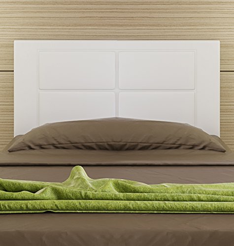 HOGAR24 ES Testiera del letto imbottita, 105 x 55 x 3,0 cm, adatta per letto da 80, 90 e 105 cm. Colore: bianco.