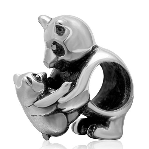 Ciondolo in argento Sterling 925 a forma di coniglio porta fortuna, ideale come regalo di compleanno o Natale, compatibile con i bracciali Pandora. Panda