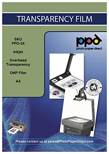 PPD A4 20 Fogli Trasparenti Per Lavagne Luminose OHP Per Stampanti A Getto D’inchiostro Inkjet - PPD-34-20