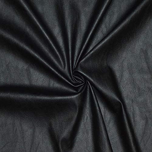 Tessuto in similpelle di qualità molto bella, duttile ed elastica (Abbigliamento e decorazione) - Tessuto in similpelle - tessuto skai (pezzo di 1m x 1m36) (Nero)