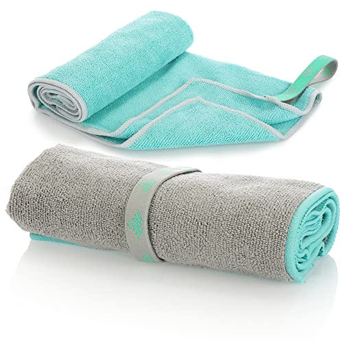 com-four® 2x Asciugamano Yoga - Asciugamano Pilates ad asciugatura rapida - Asciugamani Yoga 64 x 40 cm - Asciugamano in microfibra per sport [la selezione varia]