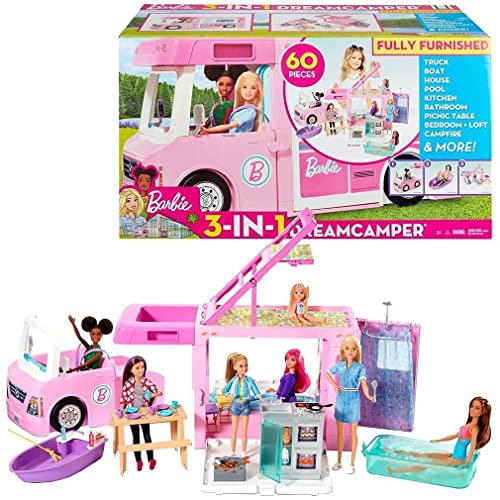 Camper Bambole Compatibile con Barbie con Tanti Accessori Giocattolo 3+ con Omaggio Portachiavi Morbido