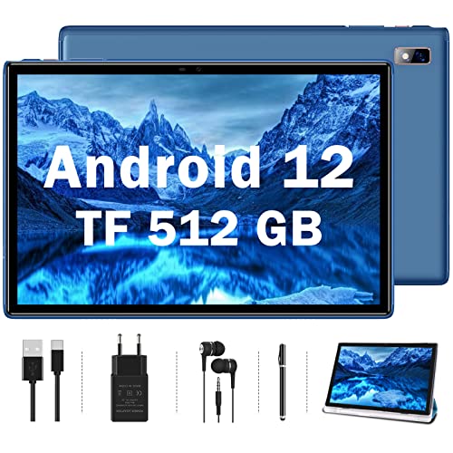 Oangcc 2023 FHD Tablet 10 Pollici Android 12 OS Tablets con 4GB RAM 64GB ROM(TF 4-512GB), Octa Core Processore, Batteria 8000mAh | Bluetooth | 5+8MP | Widget Schermo | Tablet con Penna + Caso- Blu