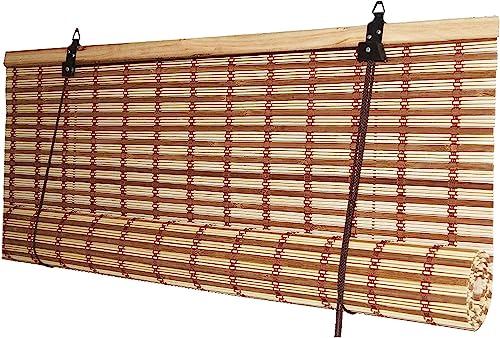 Tapparella Avvolgibile in bamboo a rullo | In listelli di bambù | Tenda da sole oscurante | Marrone Chiaro | 100x160-120X250-150x300-200X300 cm (100x160 cm)