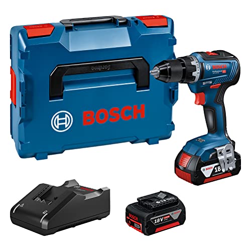 Bosch Professional GSR 18V-55 - Avvitatore a batteria (2 batterie da 4,0 Ah, sistema da 18 Volt, coppia massima: 55 Nm, in L-Boxx