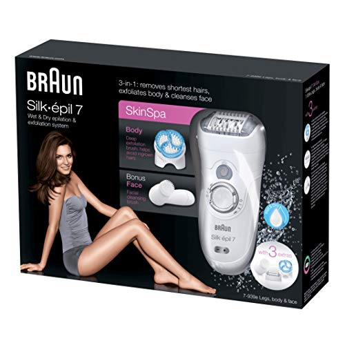Braun silk-épil 7-939e, Epilatore con sistema per l'esfoliazione/tecnologia Wet & Dry + 3 accessori