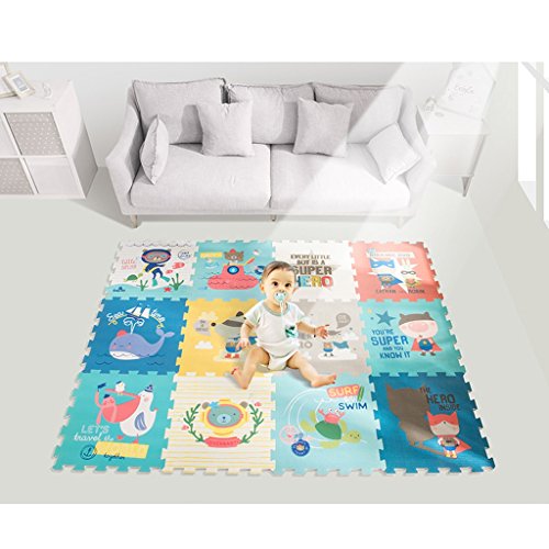 Yingui Cute Animal EVA Foam Play Mats Piano Puzzle Crawling | Tappetino per bambini piccoli Bambini Interblocco | Tappeti a pavimento in eco schiuma di colore chiaro per bambini (Color : Ocean)