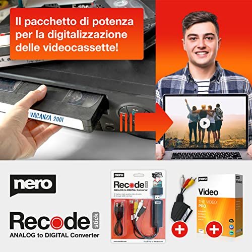 Nero VHS to USB Video Grabber Recode Stick incl. software di editing video | editing video | digitalizzazione di cassette video