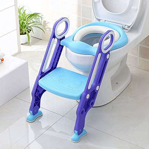 KEPLIN Scaletta per sedile da bagno per bambini, con ampio gradino antiscivolo e morbido cuscino (viola)