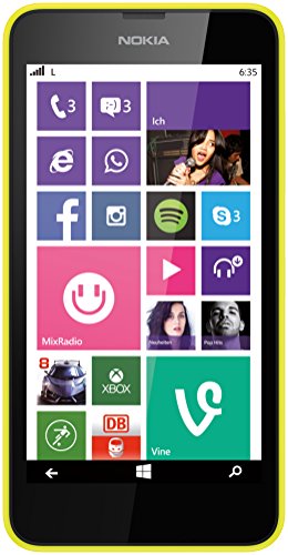 Nokia Lumia 635 Smartphone, Micro SIM, Display 4,6 pollici, Fotocamera 5 MP, Win 8.1, Giallo [Germania]