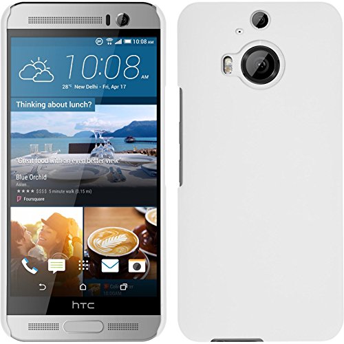 PhoneNatic Custodia Rigida Compatibile con HTC One M9 Plus - gommata Bianco - Cover + Pellicola Protettiva