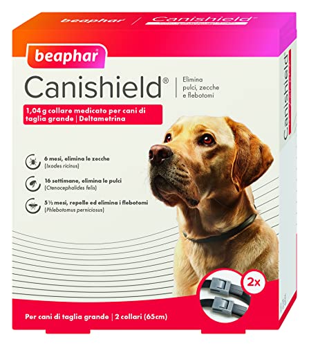 Beaphar Canishield Collare Antiparassitario Large 65cm, 2 collari per Cani - Collare Antipulci e Antizecche
