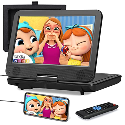 NAVISKAUTO Lettore DVD Portatile Bambini con Schermo 10.1', Supporta HDMI/MP4/USB/Video 1080P/AV IN/OUT e Collega Smartphone/TV con Borsa Poggiatesta Gratuita per Auto 18 Mesi di Garanzia