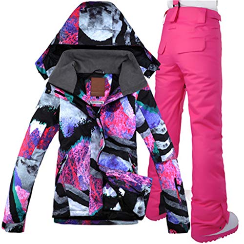 TOMYUES Tuta da Sci Donne Tute da Sci Invernali Snowboard Giacche e Pantaloni Set Femminile di Sci Giacca e Pantaloni Giacca Set Neve Ski Coat Abbigliamento da Sci e Pantaloni (Color : C, Size : L)